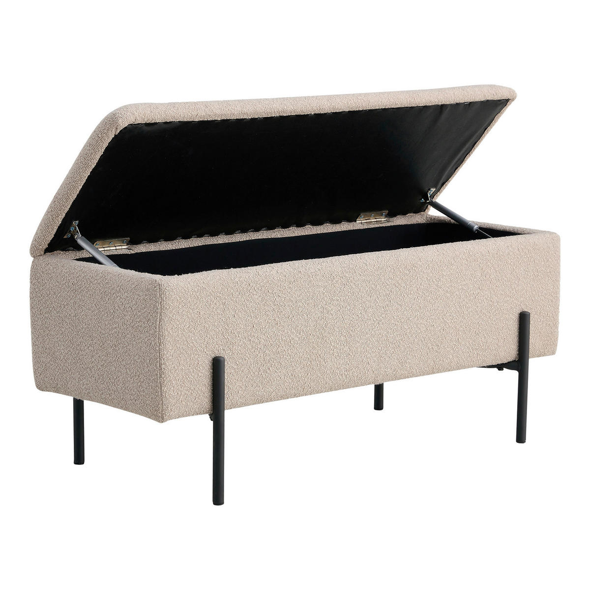 TRUHENBANK 95/43/36,5 cm Bouclé Beige Metall  - Beige/Schwarz, Design, Textil/Metall (95/43/36,5cm) - MID.YOU