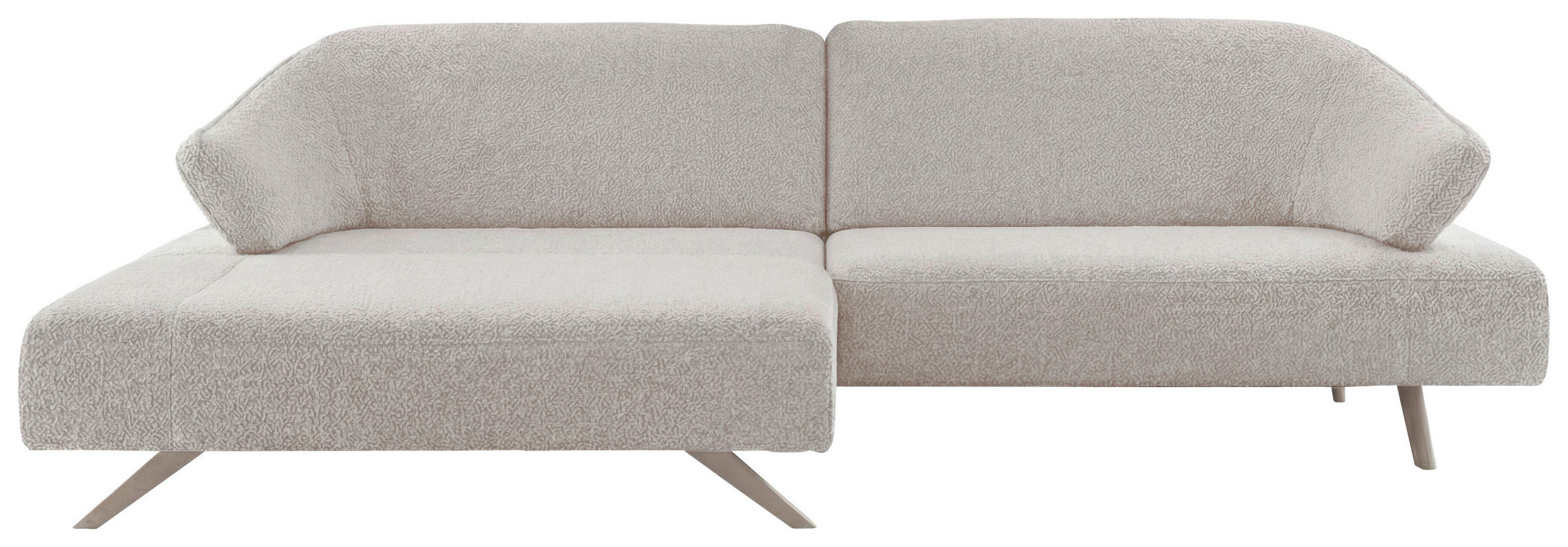 ECKSOFA Creme Chenille Rücken echt  - Beige/Creme, Design, Textil/Metall (162/278cm) - hülsta