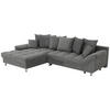 ECKSOFA Grau Flachgewebe, Mikrofaser  - Chromfarben/Grau, Design, Kunststoff/Textil (198/312cm) - Livetastic