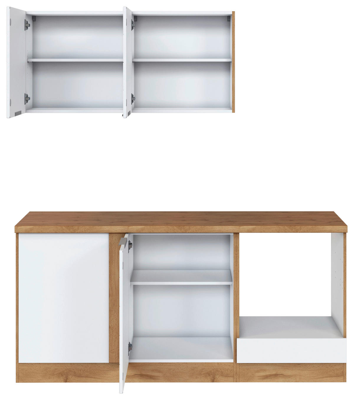 ECKKÜCHE 240/180 cm  in Weiß, Eiche Wotan  - Eiche Wotan/Weiß, Design, Holzwerkstoff/Metall (240/180cm) - Held