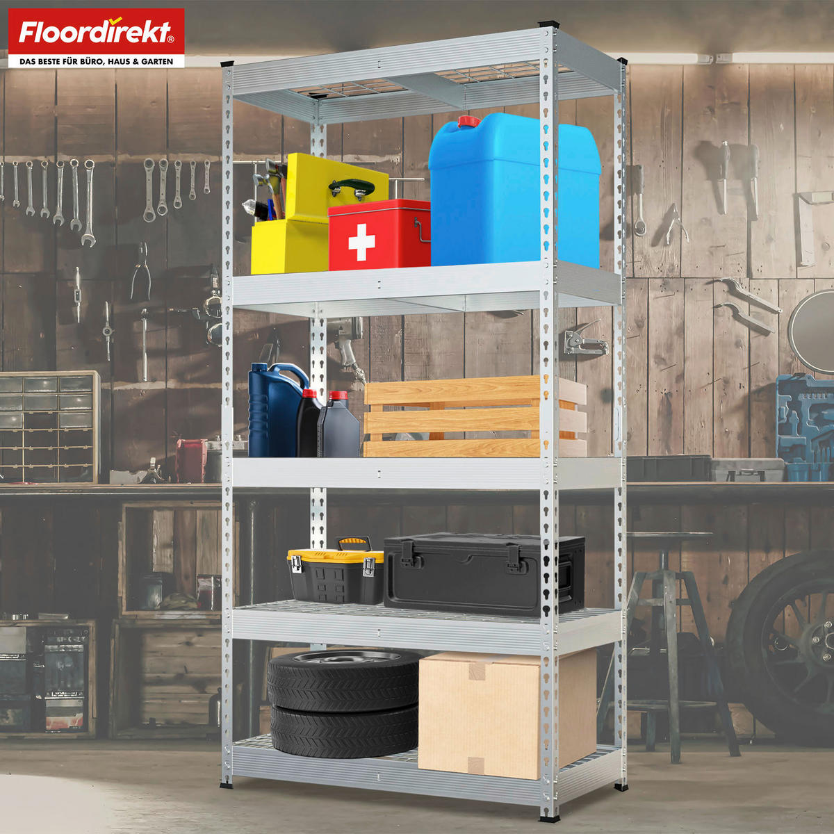 SCHWERLASTREGAL 90/180/45 cm  - Zinkfarben, Basics, Metall (90/180/45cm) - Floordirekt