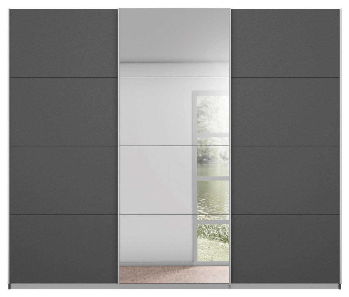 SCHWEBETÜRENSCHRANK 271/229/62 cm 3-türig Grau  - Alufarben/Grau, MODERN, Holzwerkstoff/Metall (271/229/62cm) - Luca Bessoni