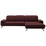 ECKSOFA in Echtleder Brombeere  - Brombeere/Schwarz, Design, Leder/Metall (332/193cm) - Dieter Knoll