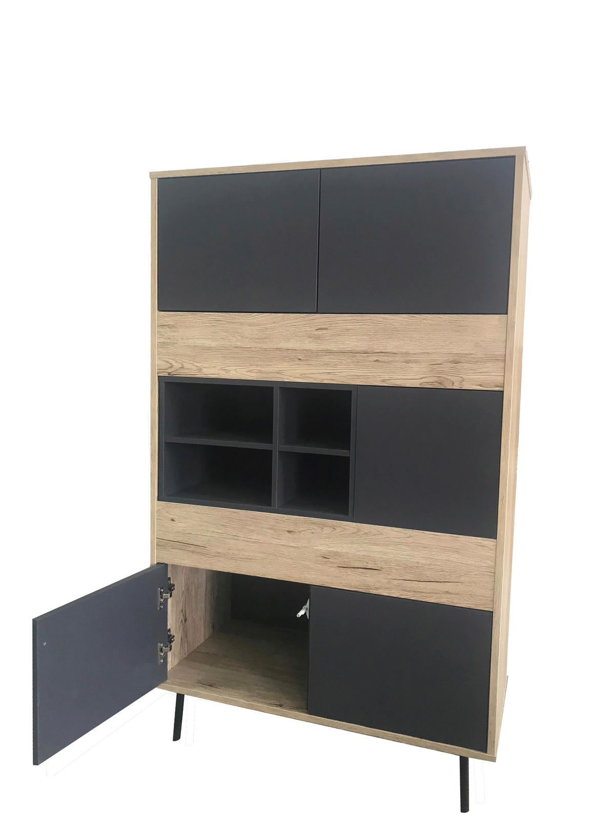 HIGHBOARD  in 78/130/39 cm  - Anthrazit/Schwarz, Design, Holzwerkstoff/Metall (78/130/39cm) - Livetastic