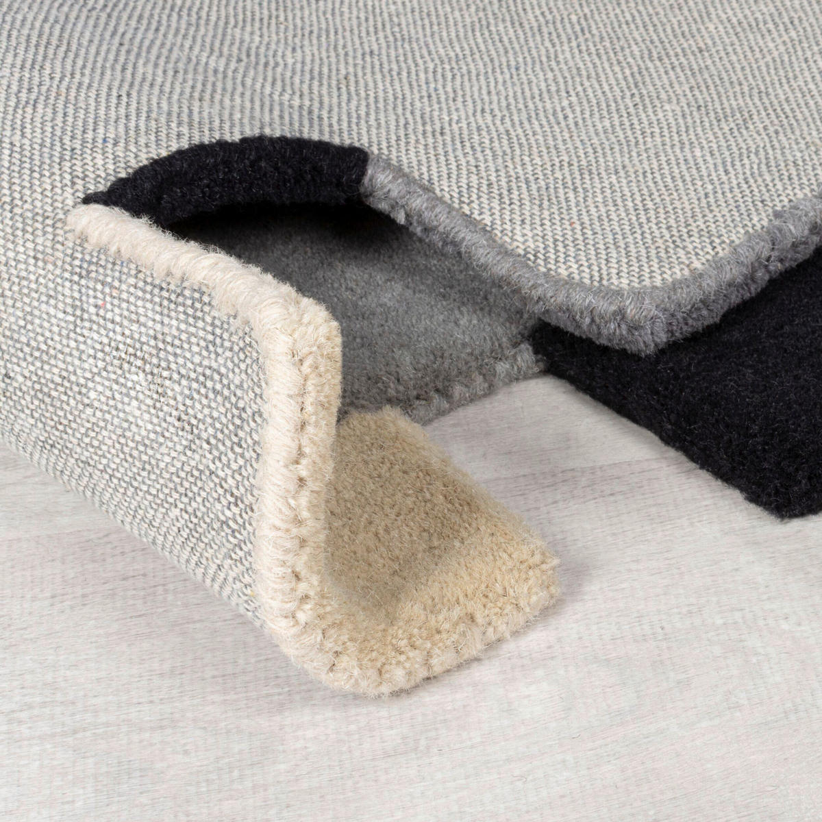 WOLLTEPPICH 60/230 cm Abstract Schwarz  - Schwarz, Basics, Textil (60/230cm)