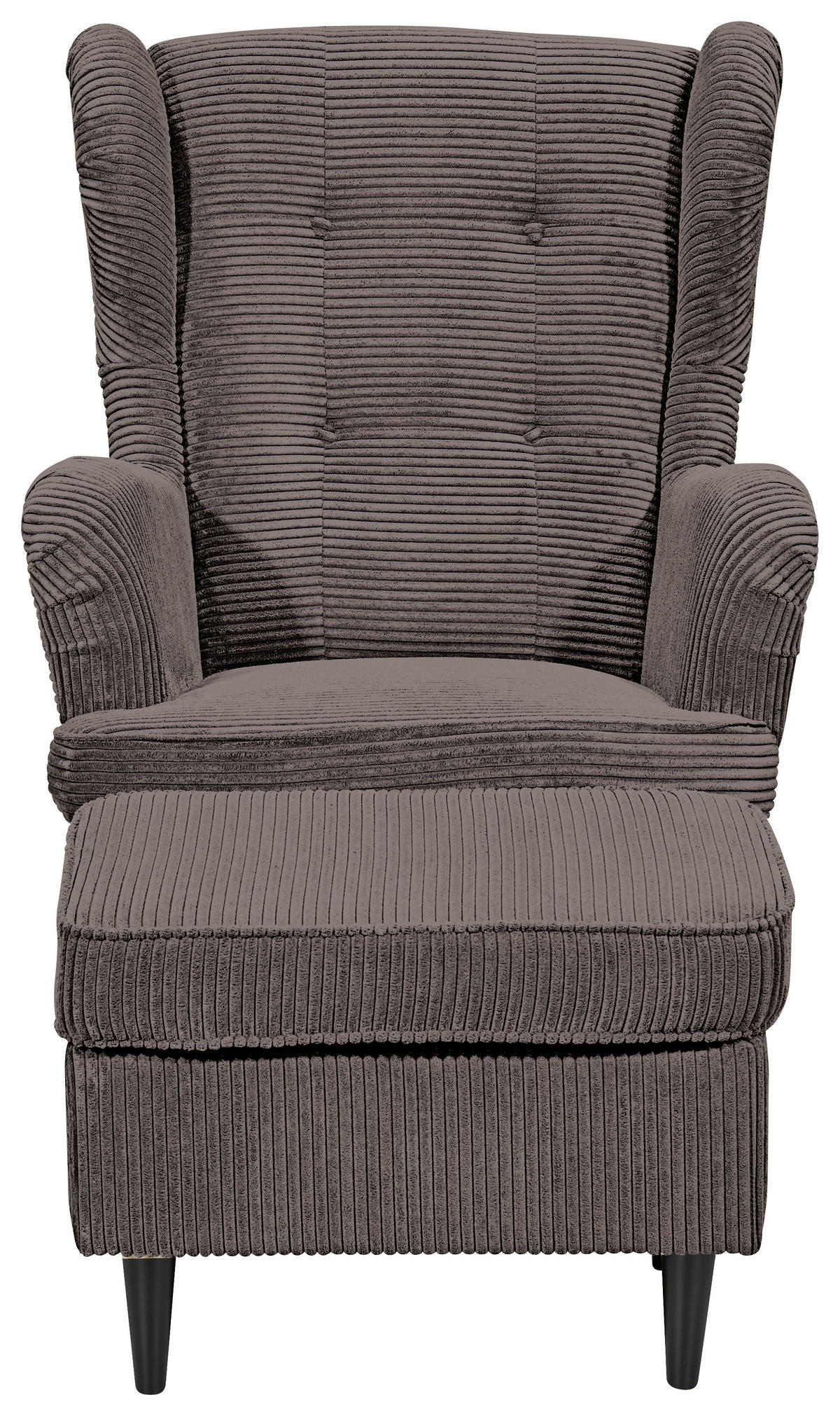 OHRENSESSEL Cord Mokka  - Schwarz/Mokka, Basics, Holz/Textil (78/102/98cm) - Carryhome