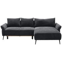 HÖRNSOFFA i chenille svart  - svart, Klassisk, metall/textil (255/164cm) - MID.YOU