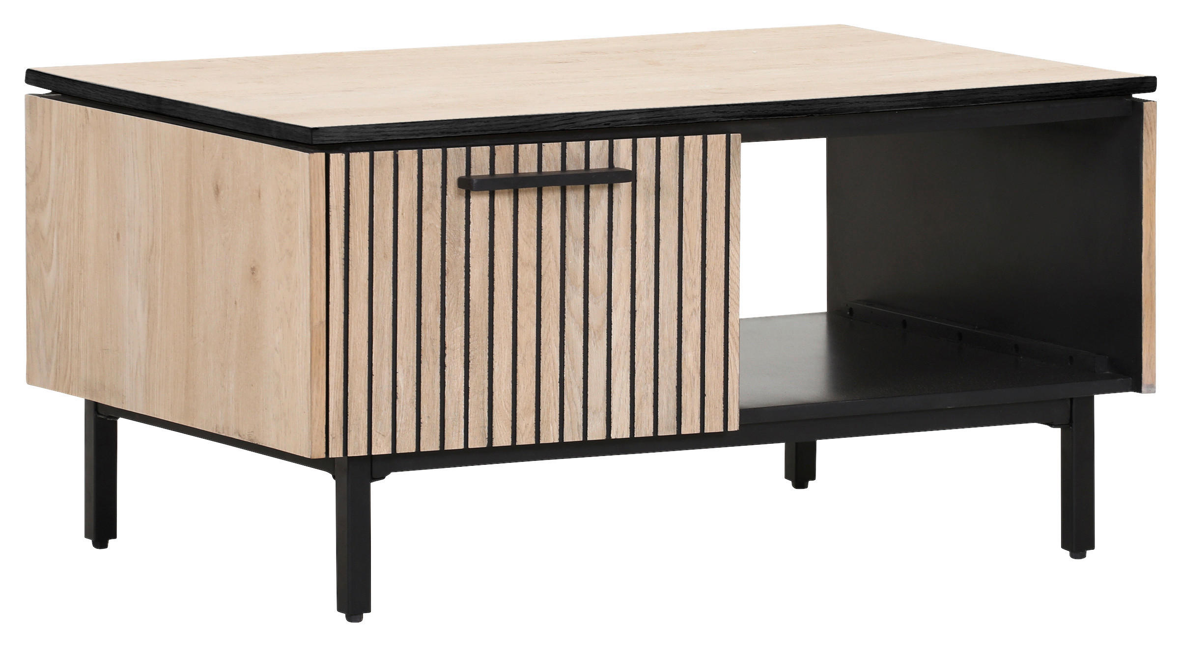 COUCHTISCH 45/65/45 cm rechteckig Schwarz, Eichefarben  - Eichefarben/Schwarz, Trend, Holzwerkstoff/Metall (45/65/45cm) - Carryhome