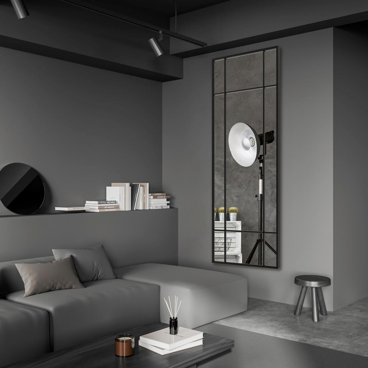 DEKOSPIEGEL  60/150 cm   in rechteckig  - Schwarz, Basics, Glas/Holz (60/150cm)