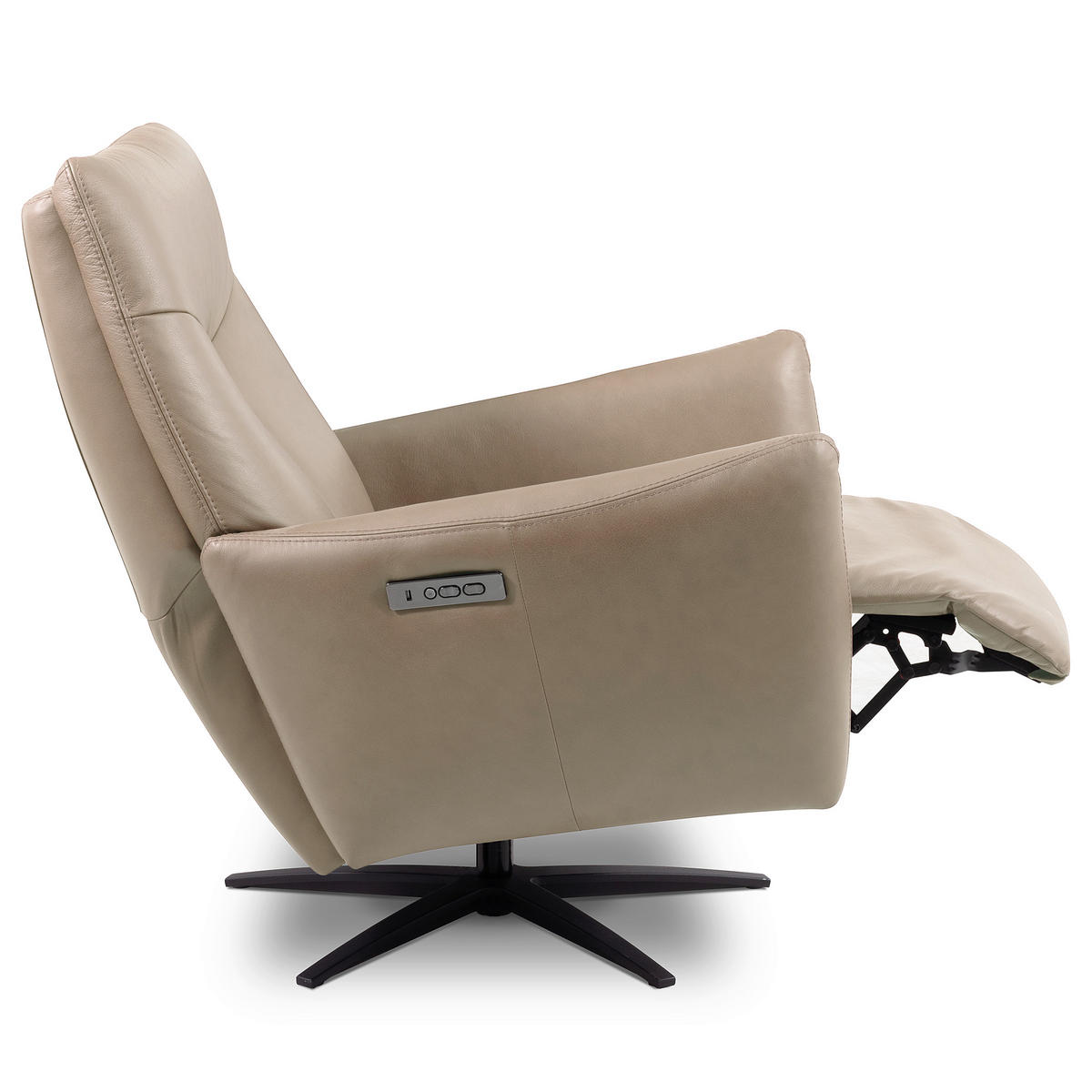 RELAXSESSEL Leder Hellgrau  - Hellgrau/Schwarz, Design, Leder/Metall (76/107/88cm) - Livetastic