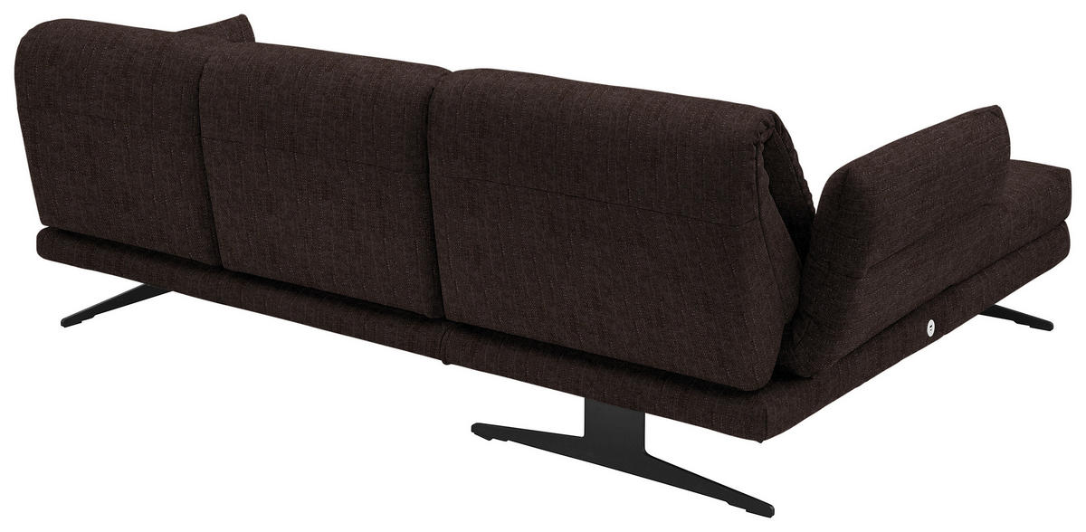 ECKSOFA in Flachgewebe Braun  - Schwarz/Braun, Design, Textil/Metall (176-217/279-327cm) - Dieter Knoll