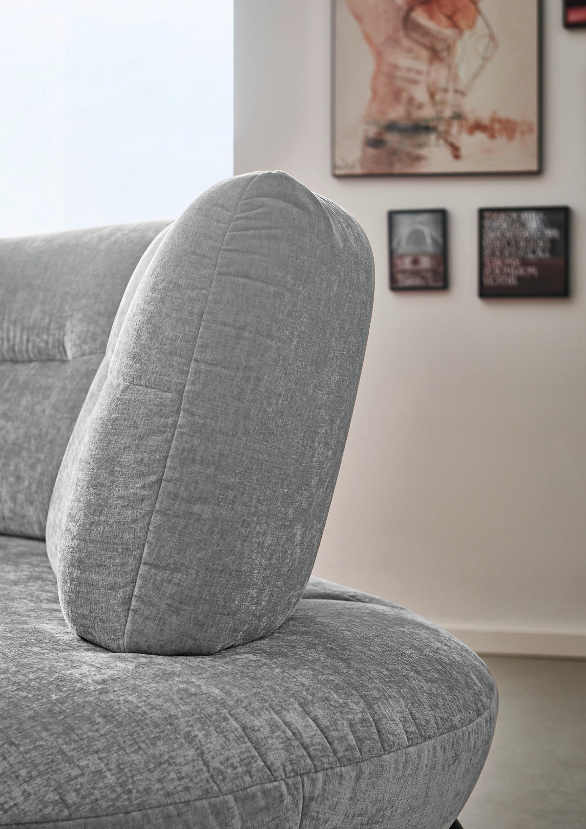 BIGSOFA Flachgewebe Hellgrau  - Hellgrau/Schwarz, Design, Textil/Metall (456/93/138cm) - Moderano