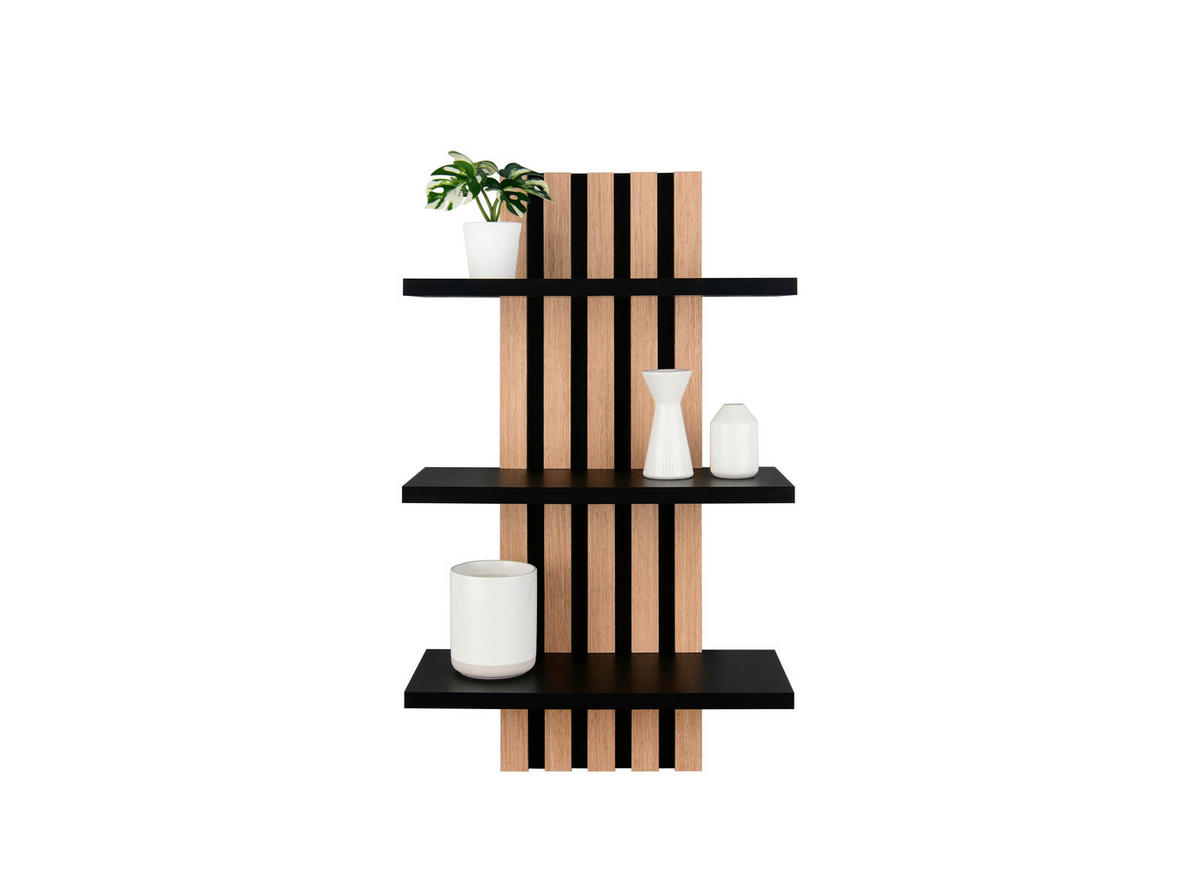 WANDREGAL  - Schwarz/Eiche Artisan, MODERN, Holzwerkstoff/Textil (35/60/16cm)
