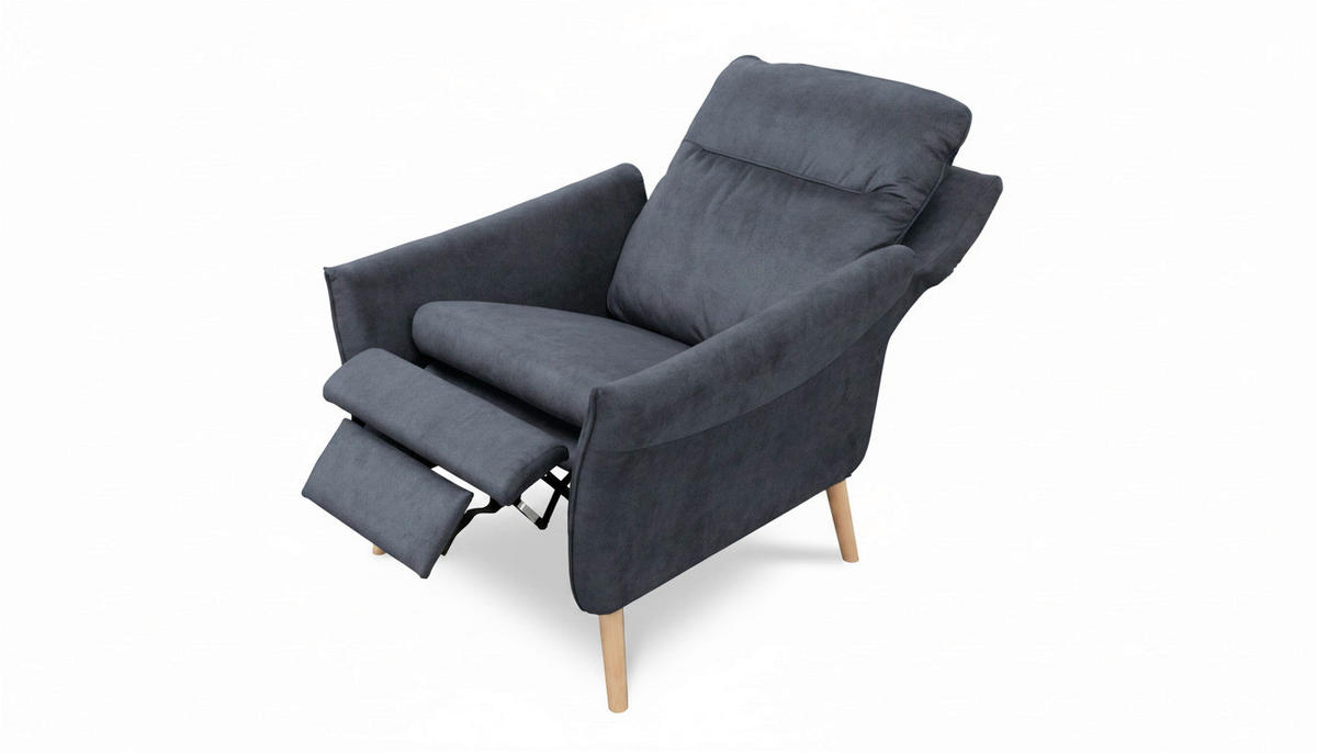 RELAXSESSEL in Textil Blau  - Blau/Buchefarben, Design, Holz/Textil (88/110/92cm) - Livetastic