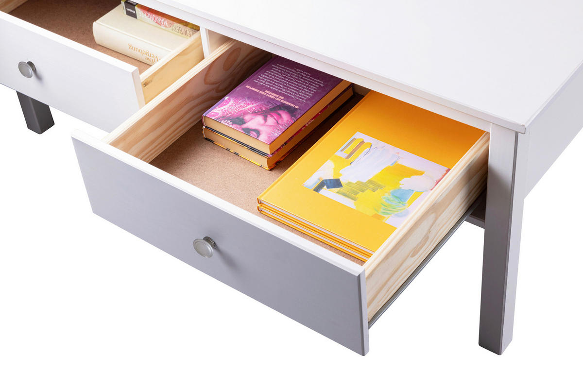 KLUBSKA MIZA, bela  - srebrne barve/bela, Design, kovina/les (110/70/47cm) - Livetastic