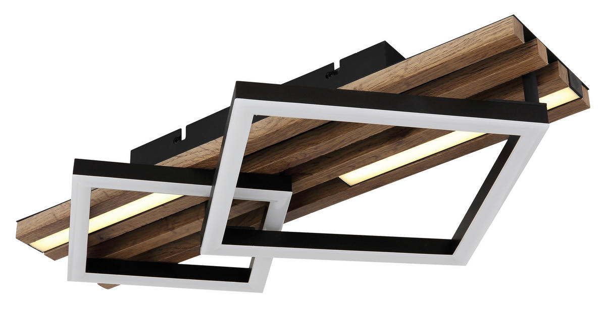 STROPNÍ LED SVÍTIDLO, 47,5/31/9,5 cm - bílá/tmavě hnědá, Natur, kov/kompozitní dřevo (47,5/31/9,5cm) - Globo