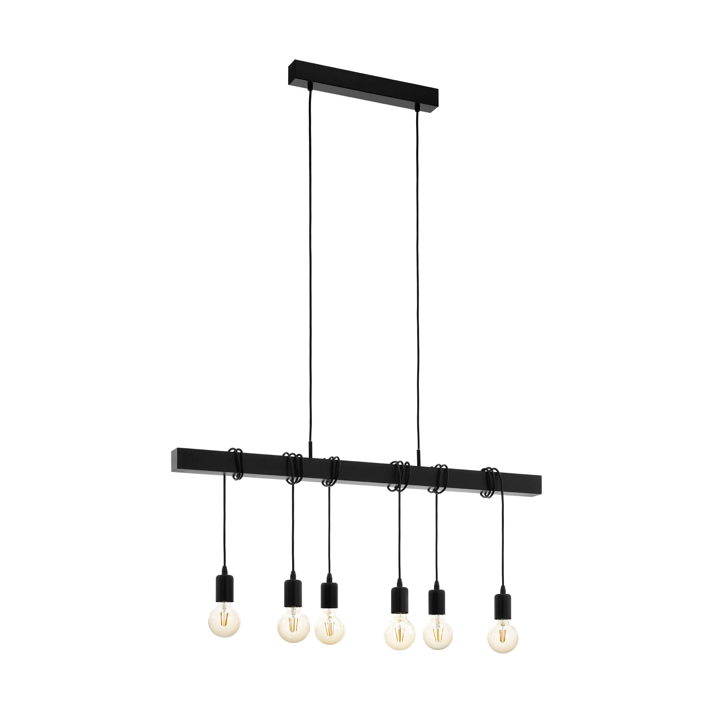ZÁVĚSNÉ SVÍTIDLO, 100/10/110 cm  - černá, Design, kov/dřevo (100/10/110cm)