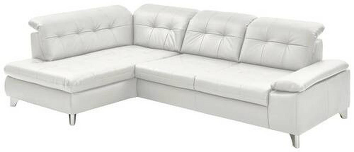 ECKSOFA in Echtleder Weiss  - Weiss, Basics, Leder/Metall (211/309cm) - Beldomo Speed