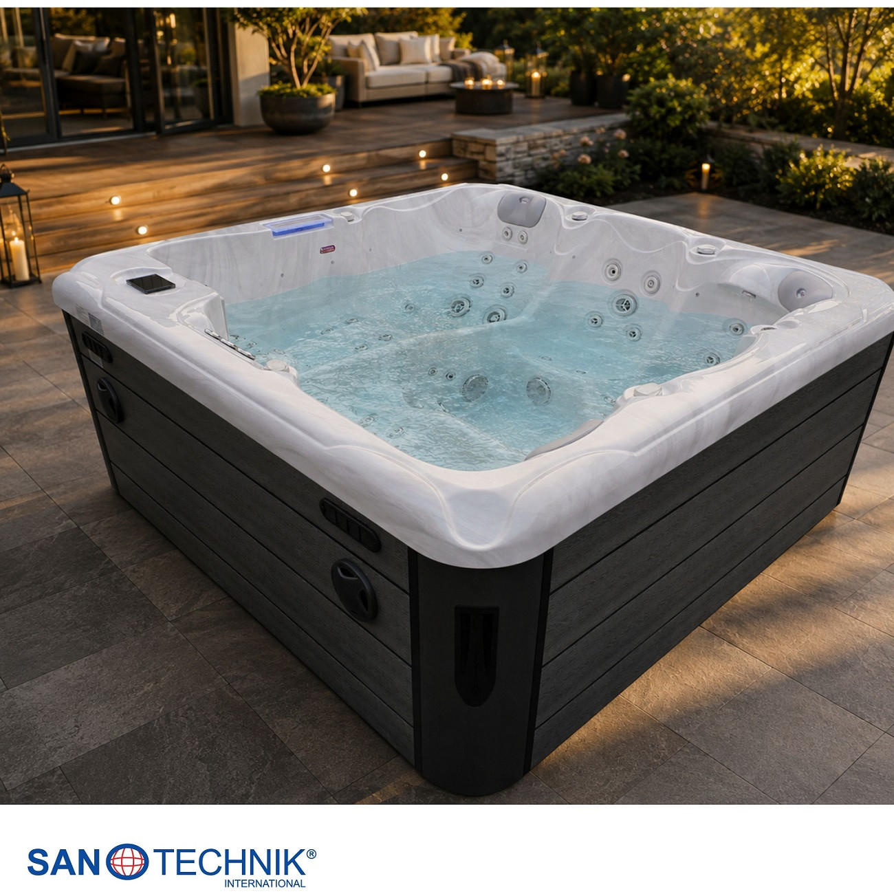 WHIRLPOOL Lucca  - Grauweiß, KONVENTIONELL, Kunststoff (220/220/95cm) - Sanotechnik