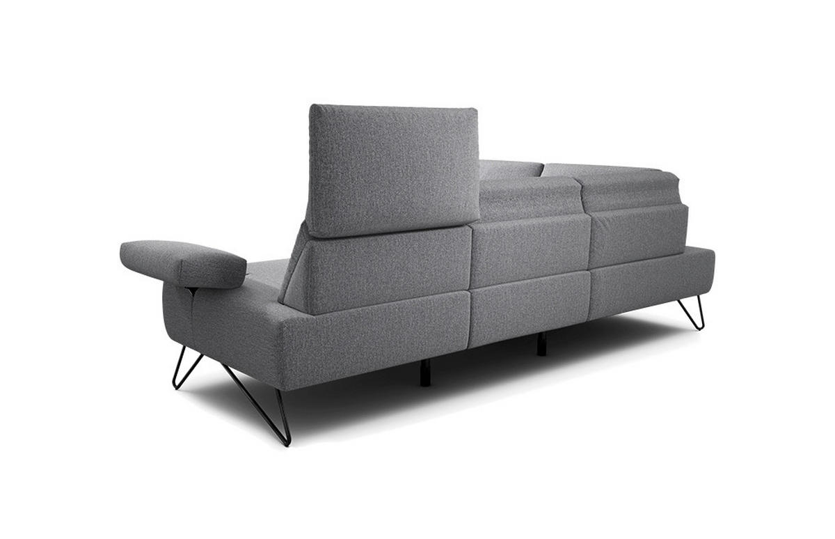 ECKSOFA in Chenille Anthrazit  193/248-263 cm  - Anthrazit/Schwarz, Design, Textil/Metall (193/248-263cm) - SENSOO