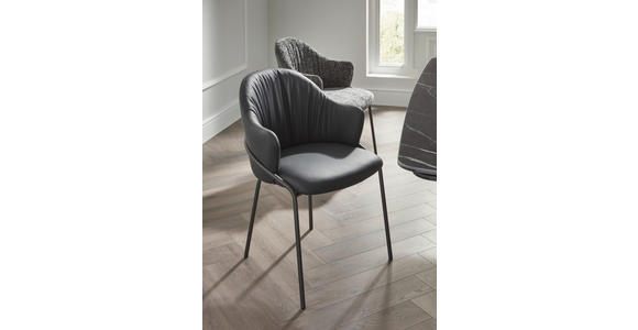 ARMLEHNSTUHL  in Echtleder pigmentiert  - Anthrazit, Design, Leder (55/84/55cm) - Belluti