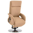 RELAXSESSEL in Leder Hellbraun  - Hellbraun/Edelstahlfarben, Design, Leder/Metall (70/108/80cm) - Cantus