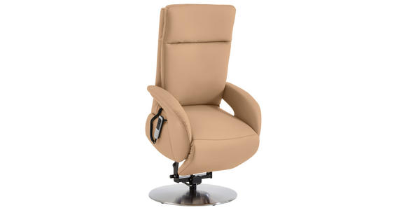RELAXSESSEL in Leder Hellbraun - Hellbraun/Edelstahlfarben, Design, Leder/Metall (70/108/80cm) - Cantus