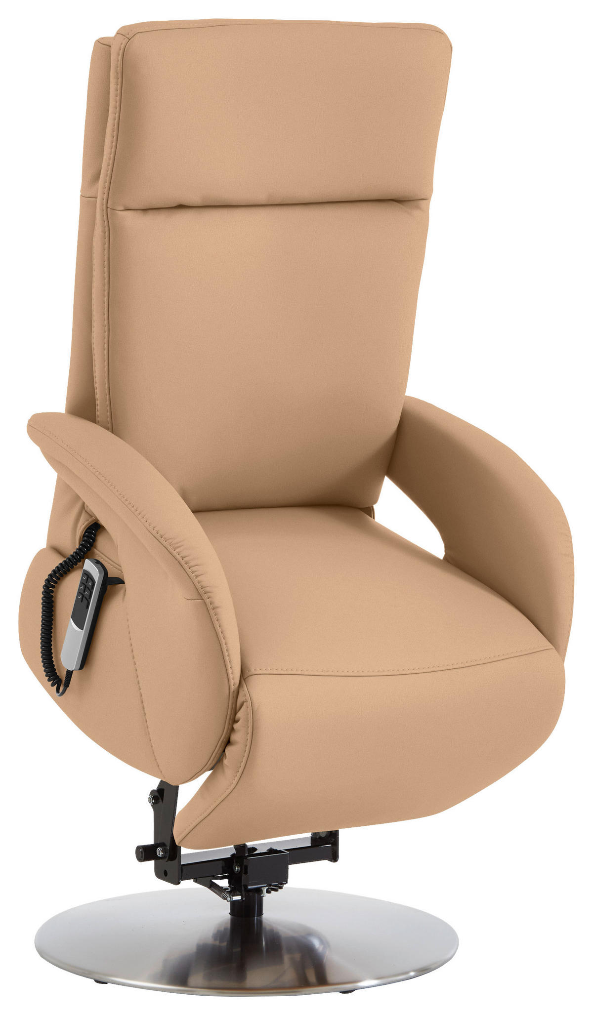 RELAXSESSEL in Leder Hellbraun  - Hellbraun/Edelstahlfarben, Design, Leder/Metall (70/108/80cm) - Cantus
