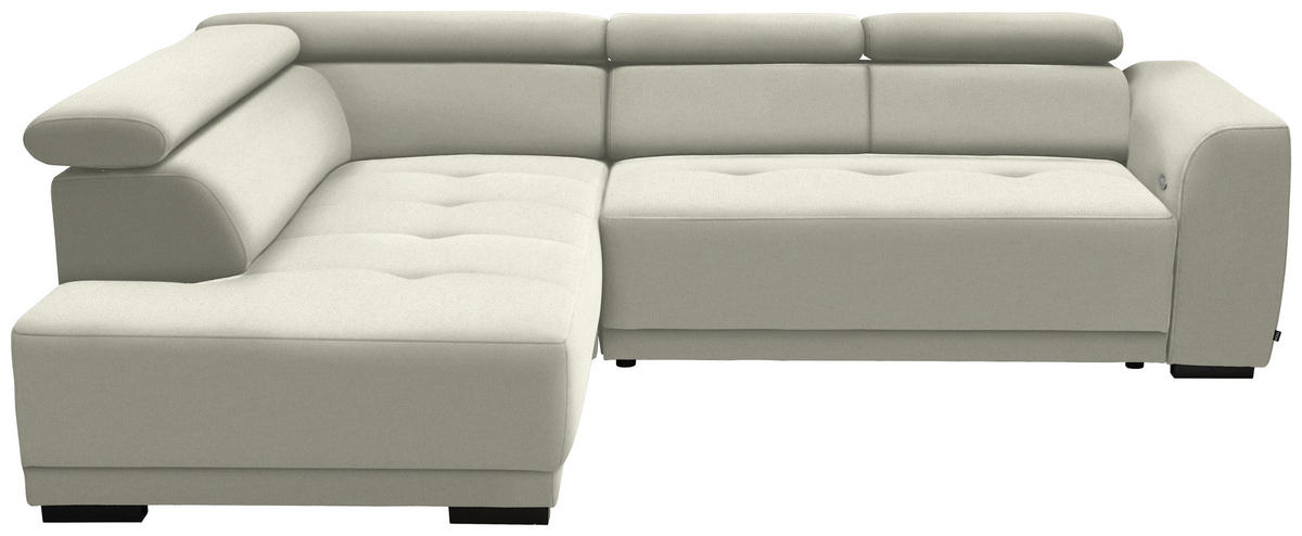 ECKSOFA in Struktur Creme  - Creme/Schwarz, Design, Kunststoff/Textil (205/284cm) - MID.YOU