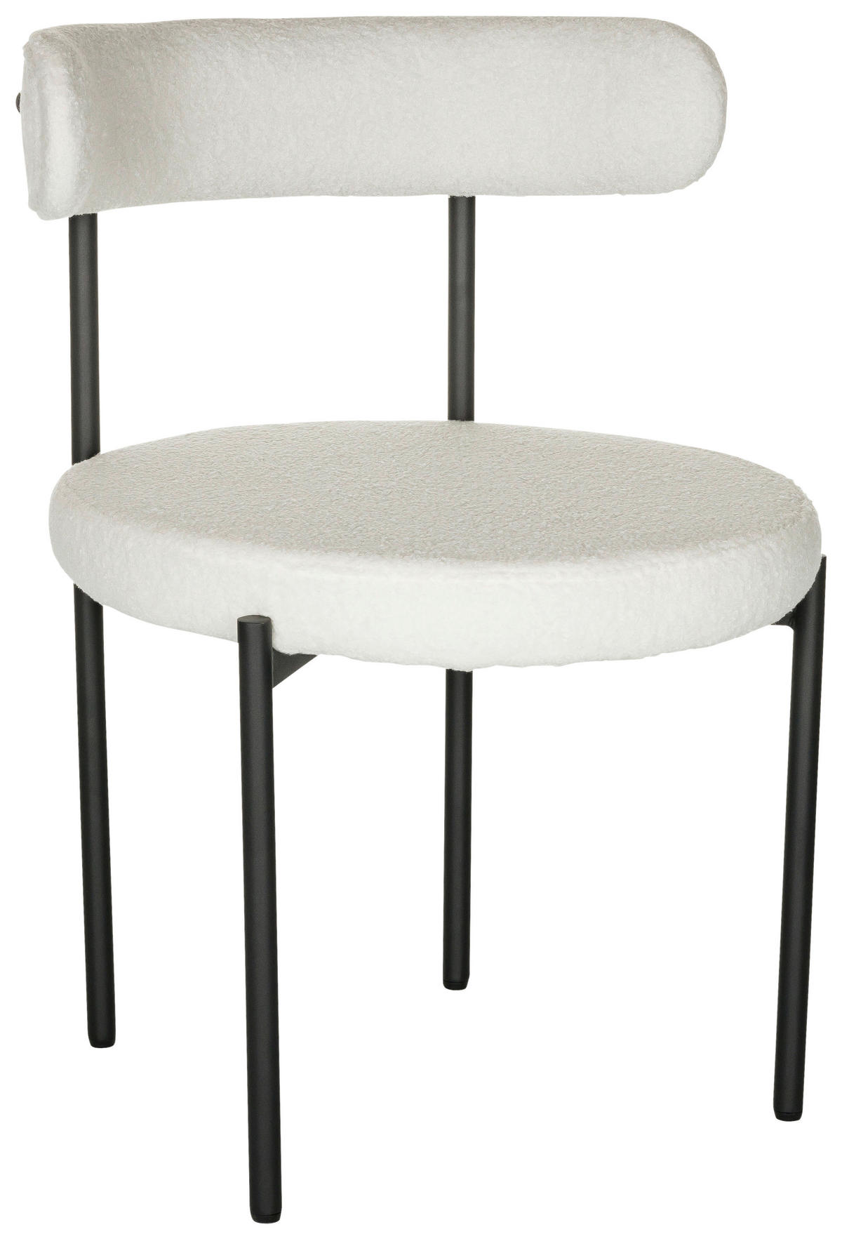 STOL bouclé  - vit/svart, Basics, metall/textil (55/78/56cm) - MID.YOU