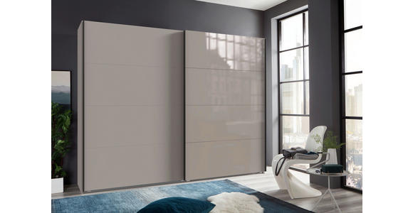 SCHWEBETÜRENSCHRANK in Graphitfarben, Sahara - Schwarz/Graphitfarben, Design, Glas/Holzwerkstoff (270/208/65cm) - Carryhome