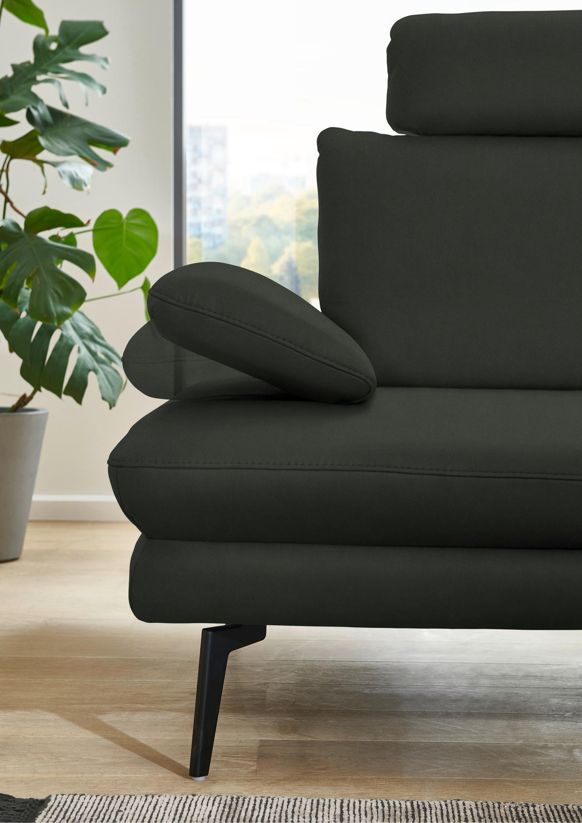 ECKSOFA in Echtleder Dunkelgrün  - Dunkelgrün/Schwarz, Design, Leder/Metall (310/180cm) - Dieter Knoll