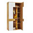 VITRINE Wildeiche furniert, mehrschichtige Massivholzplatte (Tischlerplatte) Eichefarben, Weiß - Eichefarben/Silberfarben, KONVENTIONELL, Glas/Holz (96,2/195,4/43cm) - Voglauer