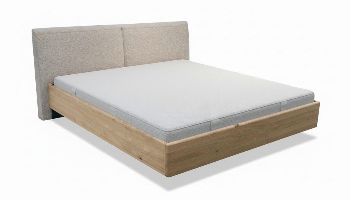 BETT in Eichefarben  - Eichefarben/Beige, MODERN, Holz/Textil (180/200cm) - MID.YOU