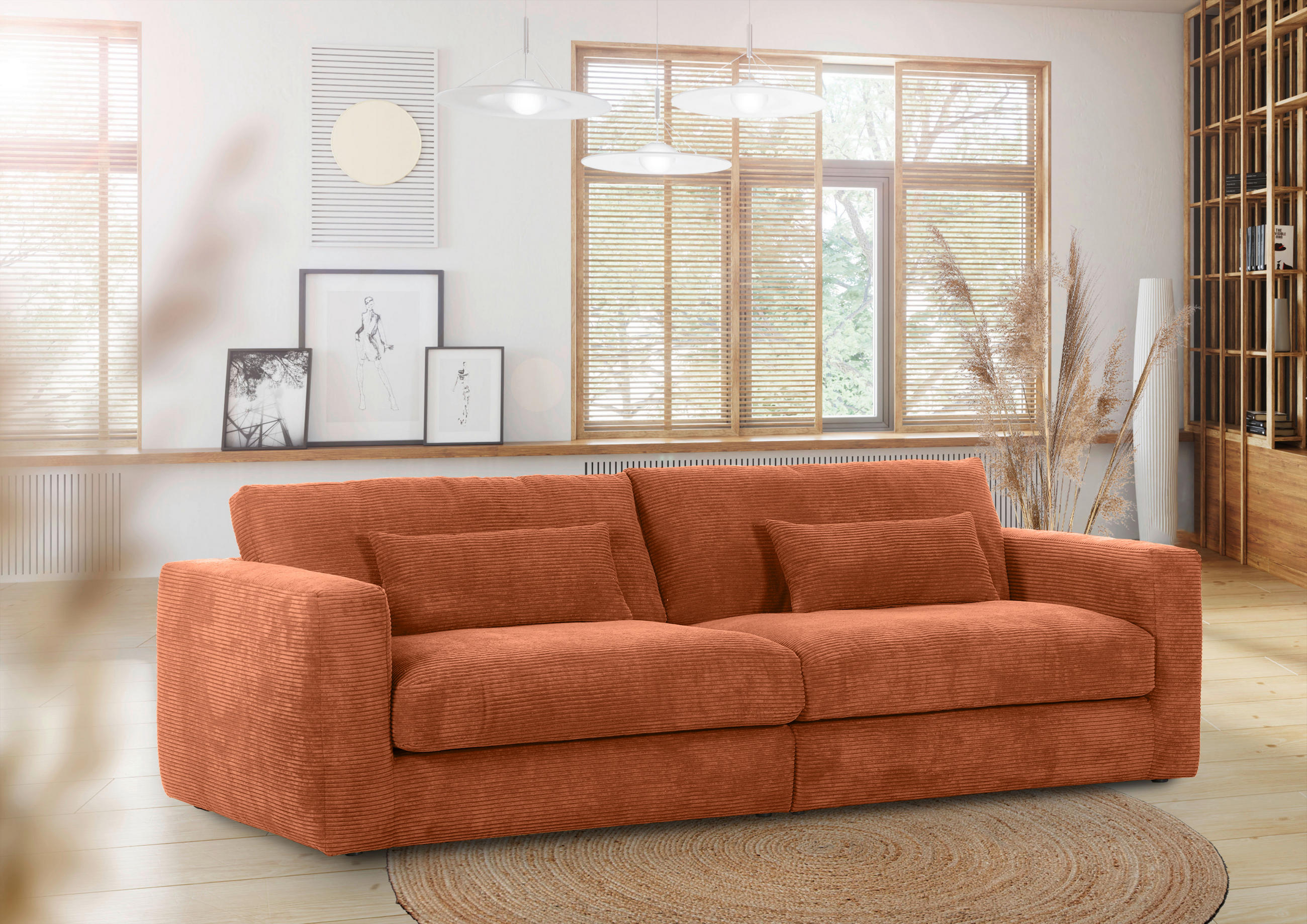 BIGSOFA Cord Rostfarben  - Rostfarben/Schwarz, KONVENTIONELL, Kunststoff/Textil (260/66/115cm) - Carryhome