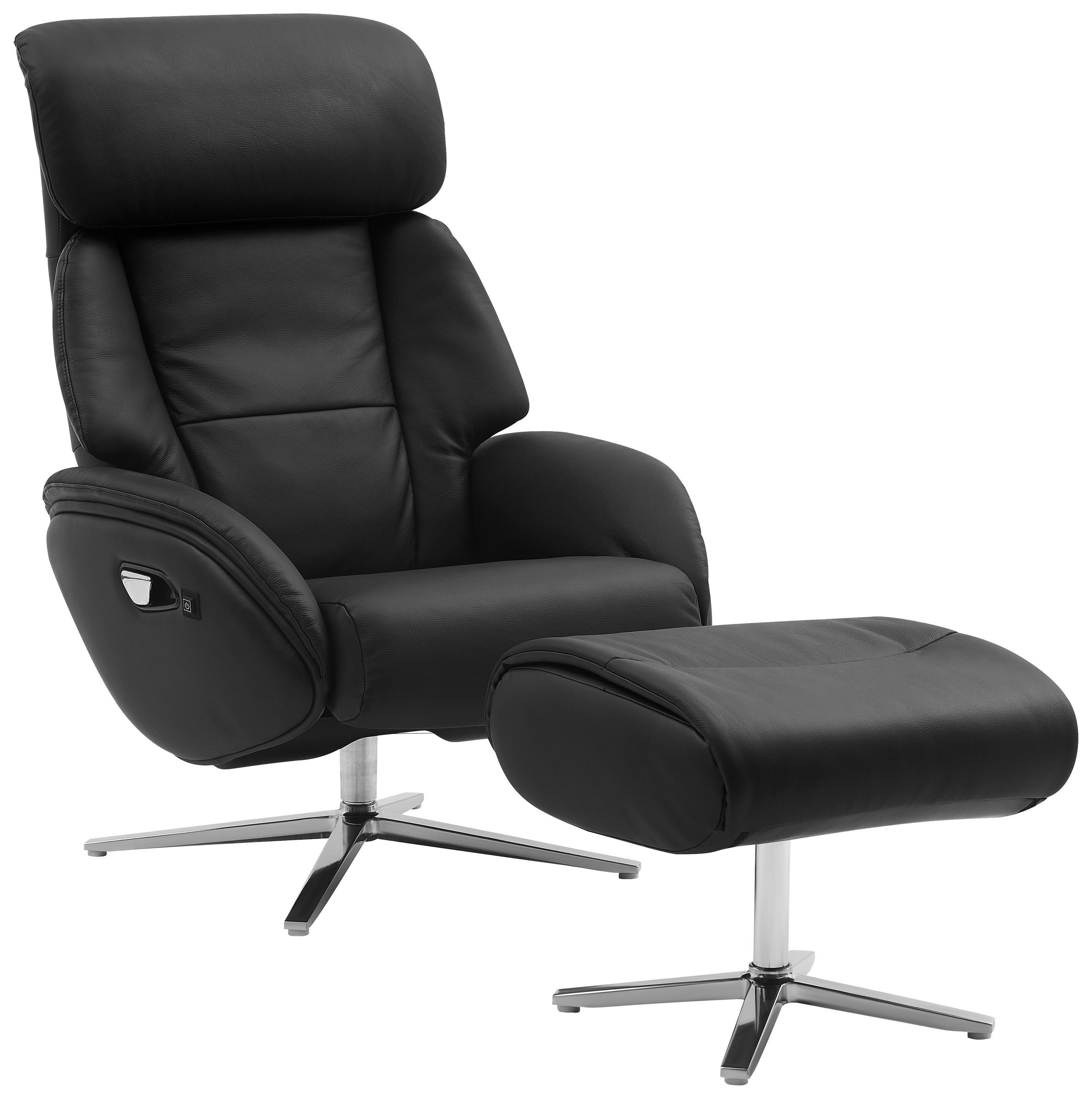 MASSAGEFÅTÖLJ-SET i läderimitation svart  - silver/svart, Design, metall/läder (76/107/82cm) - Livetastic