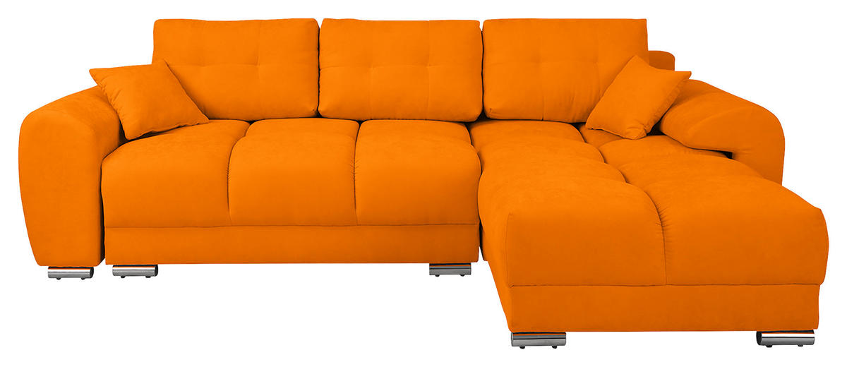 ECKSOFA in Mikrofaser Gelb  - Gelb/Silberfarben, Design, Textil/Metall (256/175cm) - Livetastic