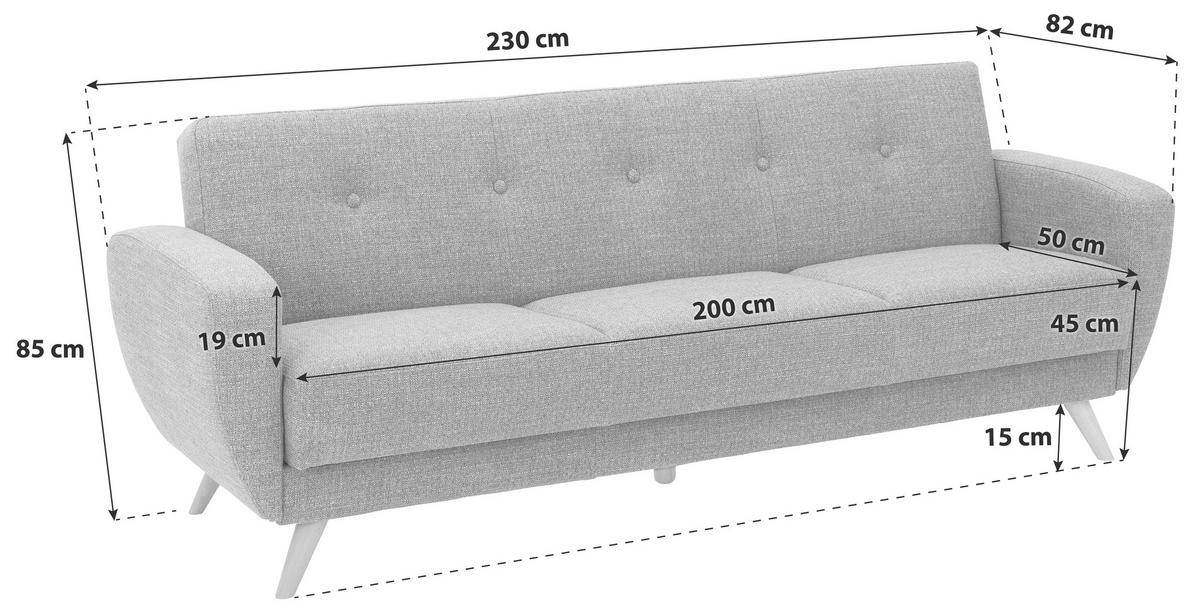 SCHLAFSOFA in Textil Grau  - Naturfarben/Grau, Design, Holz/Textil (230/85/82cm) - Max Winzer