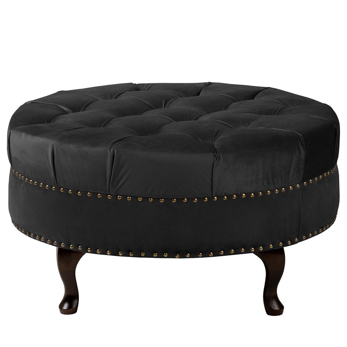 HOCKER in Textil Schwarz  - Schwarz/Braun, Design, Holz/Textil (80/45/80cm) - Livetastic