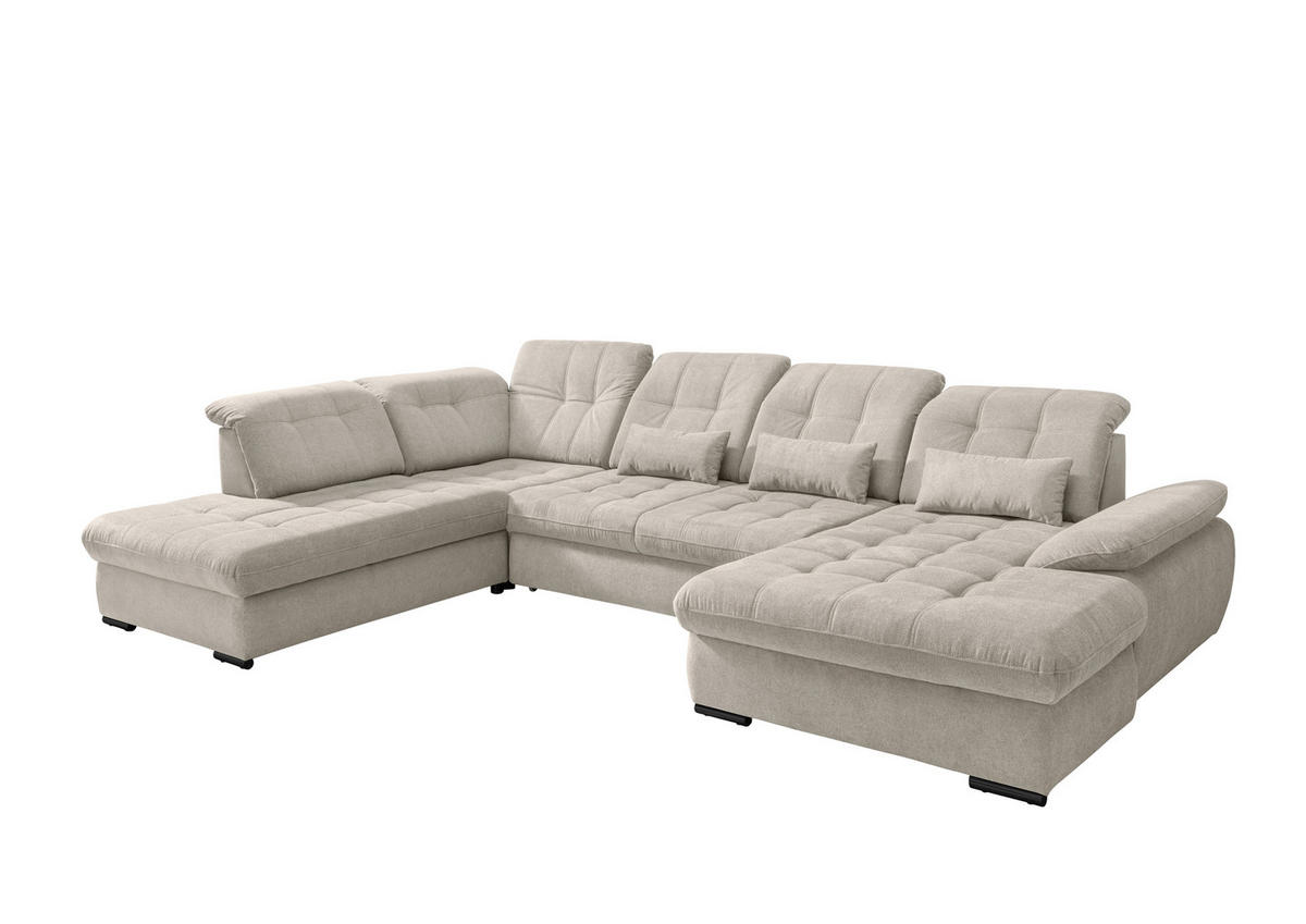 SALON PANORAMIQUE in Chenille Beige  - beige/noir, Modern, textile/métal (252/387/184cm) - Livetastic