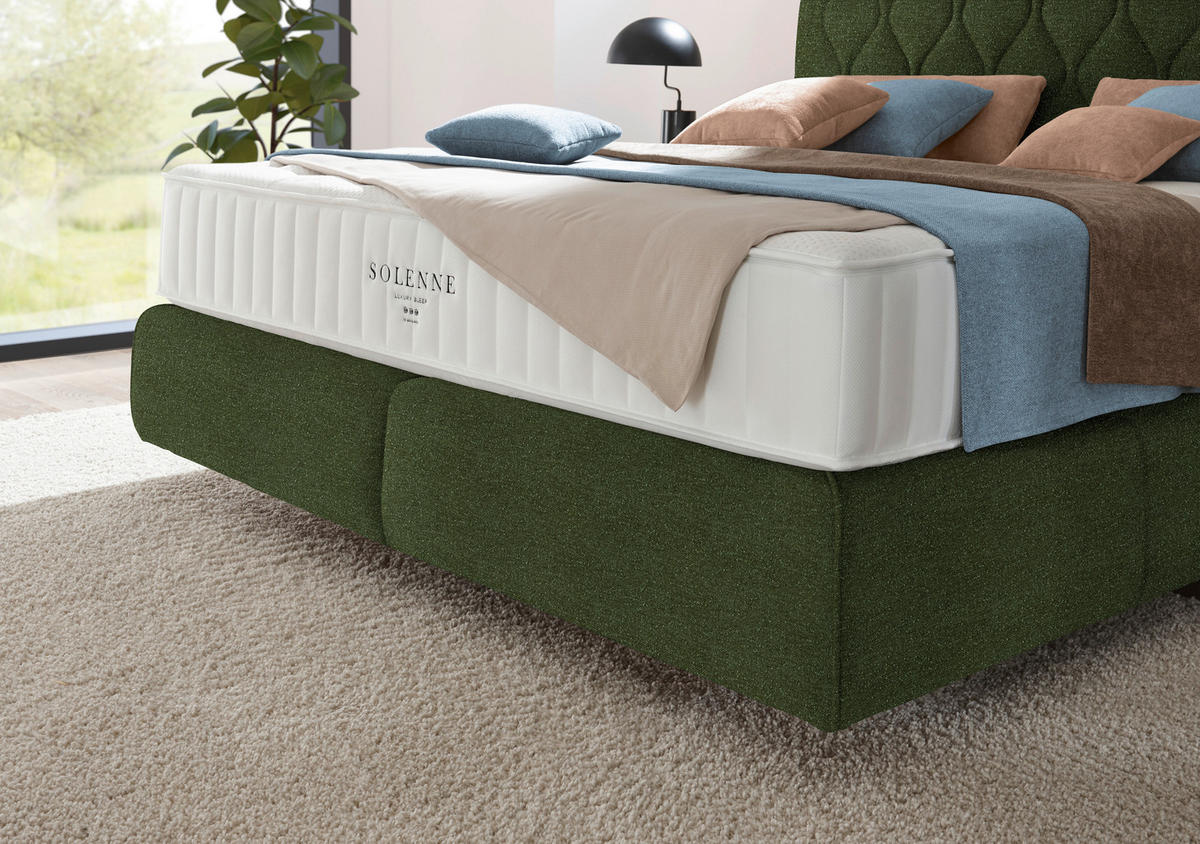 BOXSPRINGBETT 180/200 cm  in Olivgrün  - Schwarz/Olivgrün, Design, Kunststoff/Textil (180/200cm) - Johann Jakob