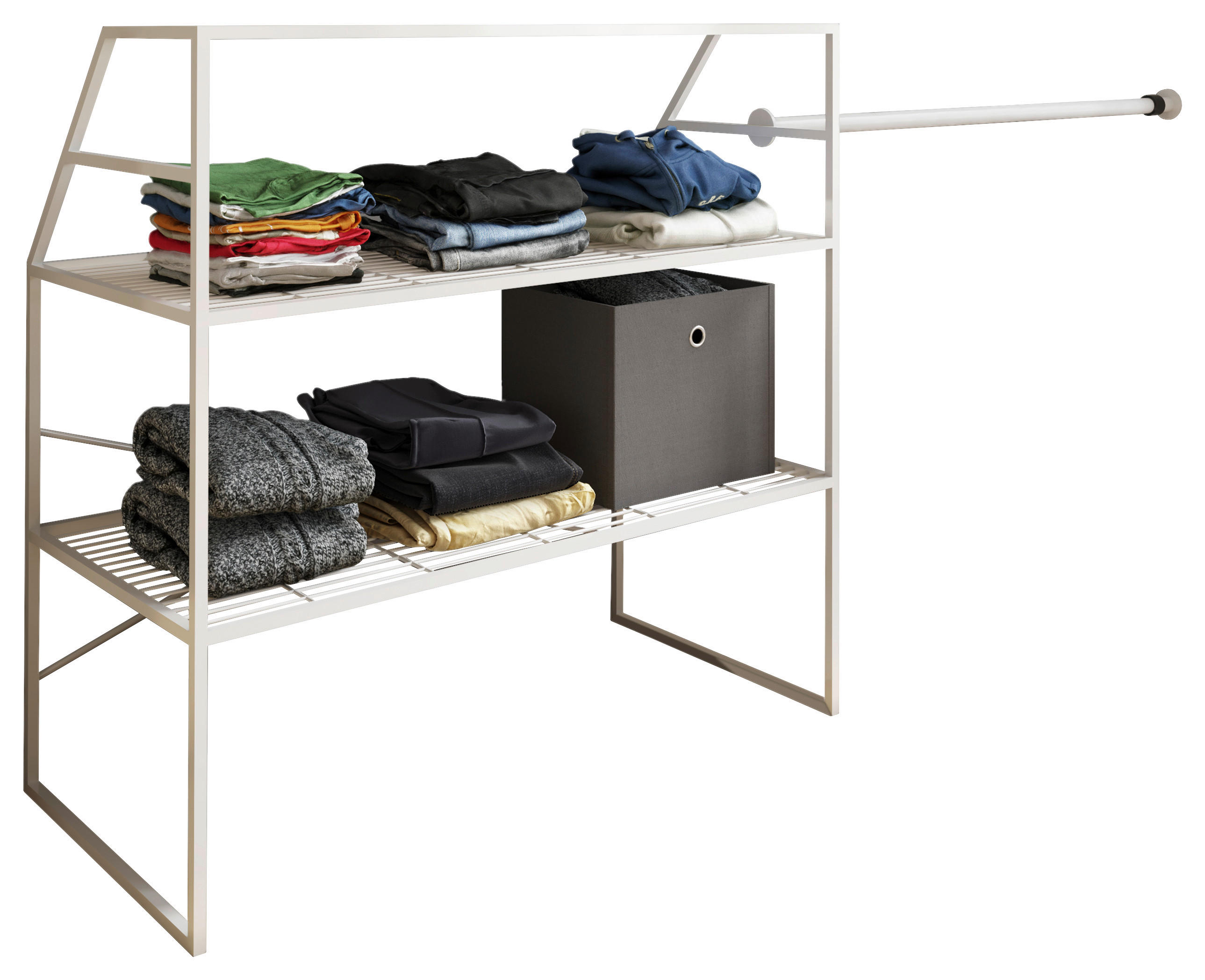 DACHSCHRÄGENREGAL Weiss  - Weiss, Design, Metall (100/100/50cm) - MID.YOU