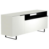 LOWBOARD  in 160/66/45 cm  - Weiss/Schwarz, Design, Glas/Holzwerkstoff (160/66/45cm) - Moderano