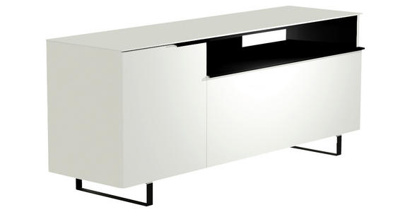 LOWBOARD  160/66/45 cm  Typenauswahl, Beimöbel erhältlich, stehend, Abdeckplatte aus Glas  - Schwarz/Weiß, Design, Glas/Holzwerkstoff (160/66/45cm) - Moderano
