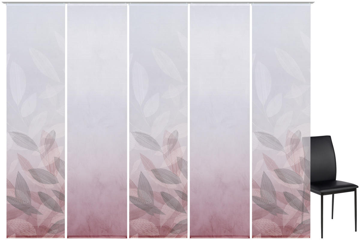 FLÄCHENVORHANG  5 Stück  halbtransparent   60/245 cm  - Bordeaux, Natur, Textil (60/245cm) - Novel