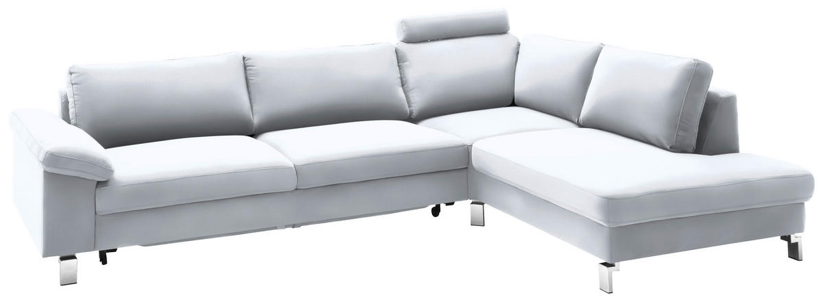 ECKSOFA in Echtleder Weiss  - Chromfarben/Weiss, Design, Leder/Metall (281/200cm) - Pure Home Lifestyle
