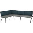 ECKBANK 165/225 cm  in Graublau  - Graublau/Schwarz, Design, Textil/Metall (165/225cm) - Moderano