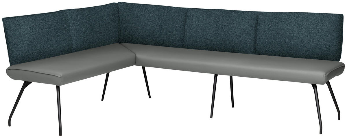 ECKBANK 165/225 cm  in Graublau  - Graublau/Schwarz, Design, Textil/Metall (165/225cm) - Moderano