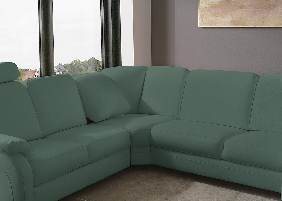 WOHNLANDSCHAFT Echtleder Opal  - Opal/Alufarben, Konventionell, Leder/Metall (239/329/165cm) - Beldomo Premium