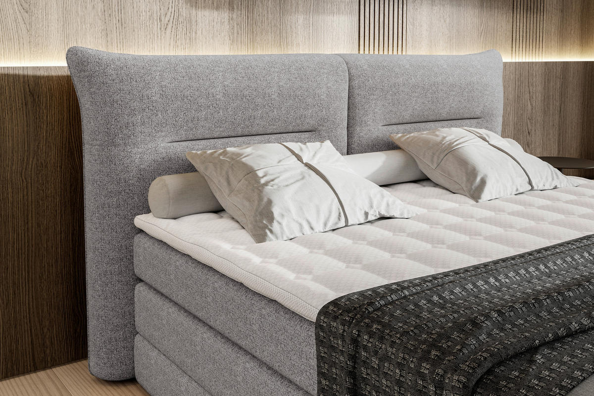 BOXSPRINGBETT 180/200 cm  in Grau  - Schwarz/Grau, Design, Kunststoff/Textil (180/200cm) - Chameo